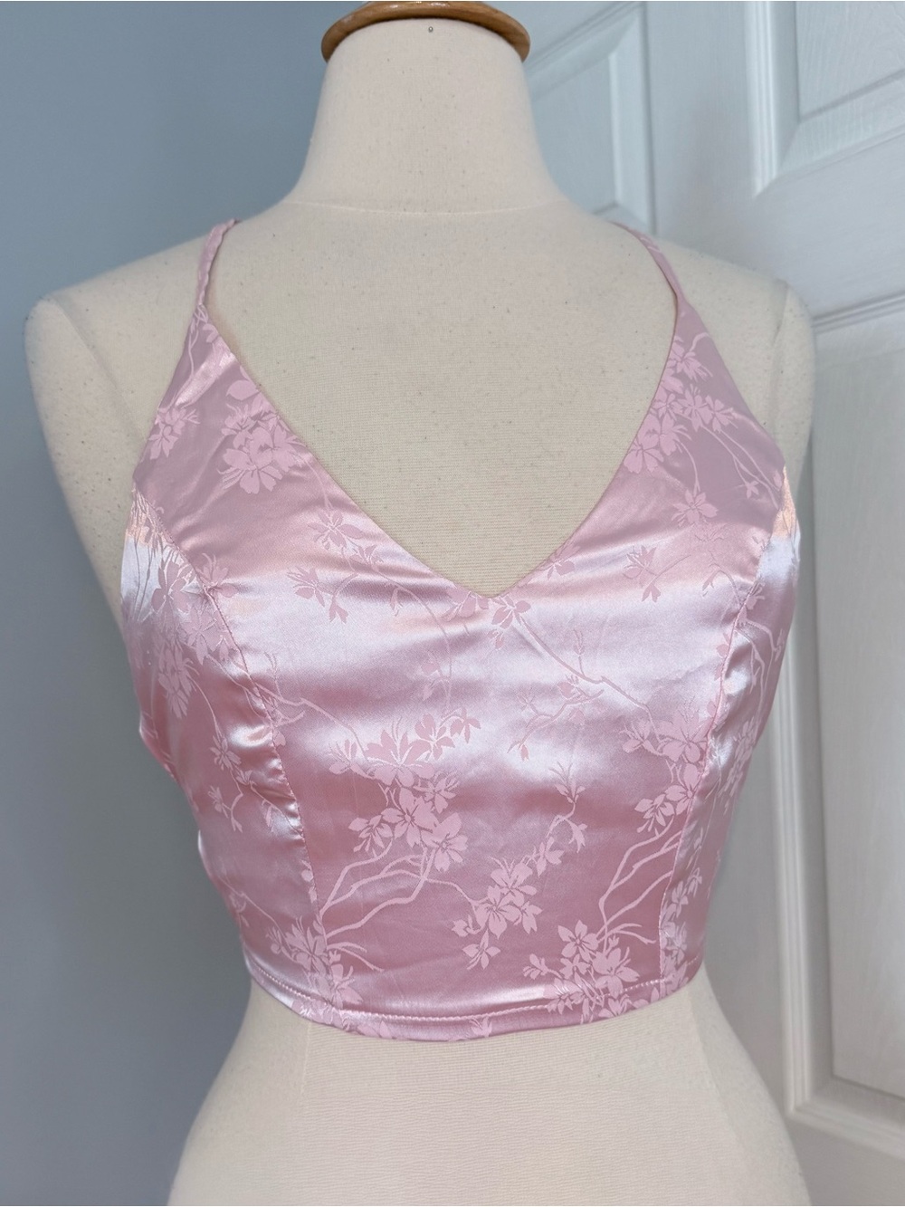 Shein Pink Floral cropped Camisole Top size small